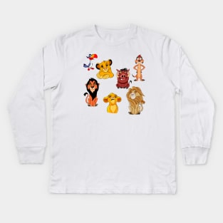 Lion king set characters, Simba lion, Timone and Pumba, Kids Long Sleeve T-Shirt